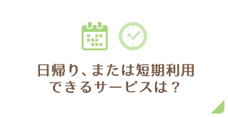 日帰り、または短期利用できるサービスは？